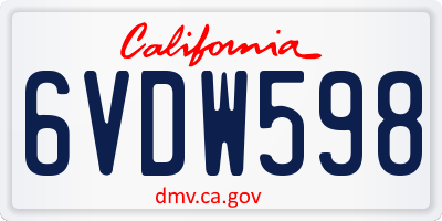 CA license plate 6VDW598