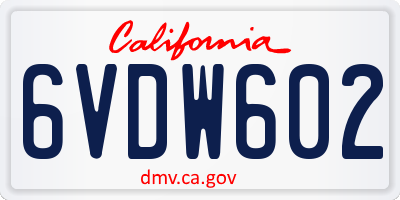 CA license plate 6VDW602