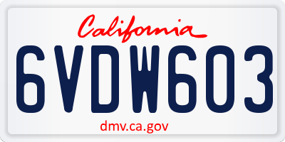 CA license plate 6VDW603