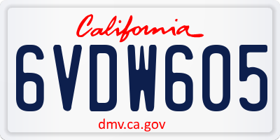 CA license plate 6VDW605