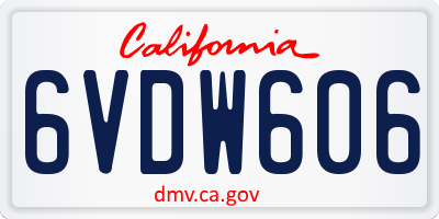 CA license plate 6VDW606