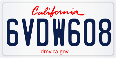 CA license plate 6VDW608