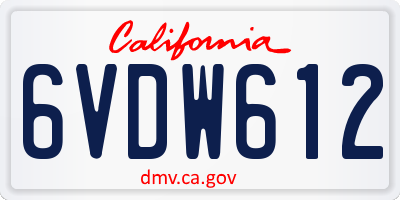 CA license plate 6VDW612