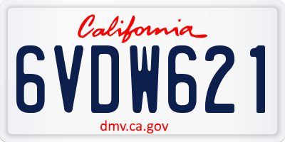CA license plate 6VDW621