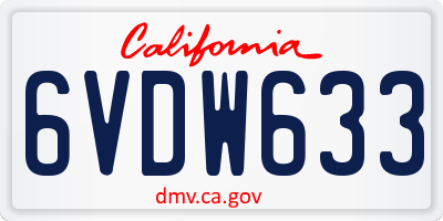 CA license plate 6VDW633
