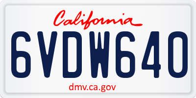 CA license plate 6VDW640