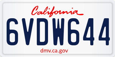 CA license plate 6VDW644