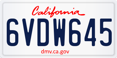 CA license plate 6VDW645