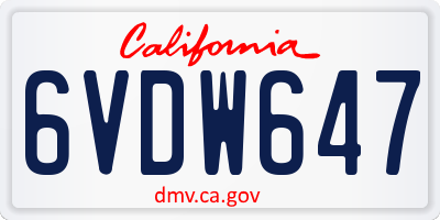CA license plate 6VDW647