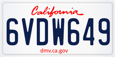 CA license plate 6VDW649