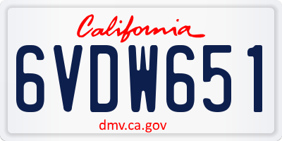 CA license plate 6VDW651