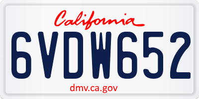 CA license plate 6VDW652