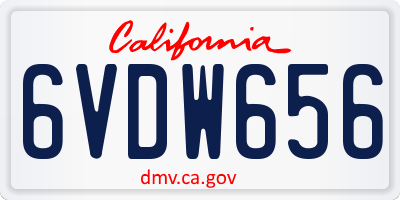 CA license plate 6VDW656