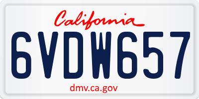 CA license plate 6VDW657