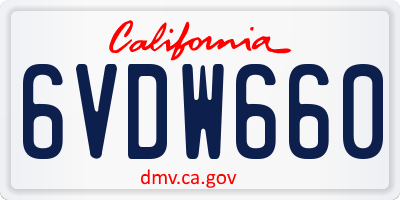 CA license plate 6VDW660