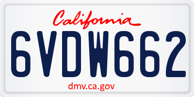 CA license plate 6VDW662