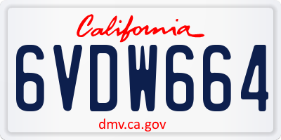 CA license plate 6VDW664