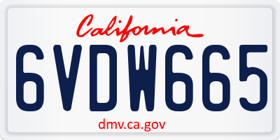 CA license plate 6VDW665