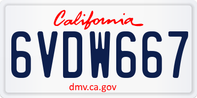 CA license plate 6VDW667