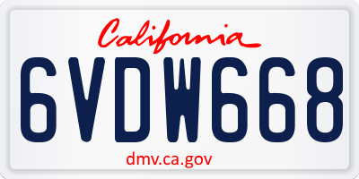 CA license plate 6VDW668