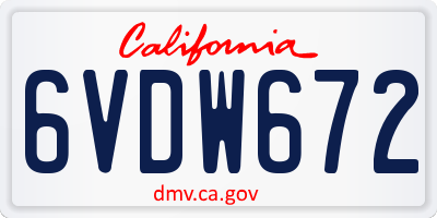 CA license plate 6VDW672