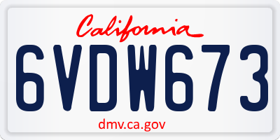 CA license plate 6VDW673