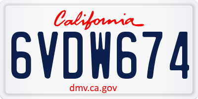 CA license plate 6VDW674