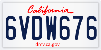 CA license plate 6VDW676