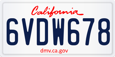 CA license plate 6VDW678