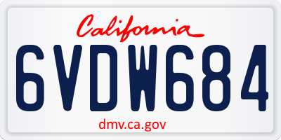 CA license plate 6VDW684
