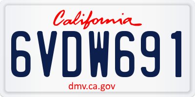 CA license plate 6VDW691