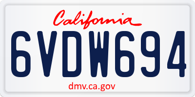 CA license plate 6VDW694