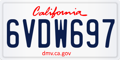 CA license plate 6VDW697
