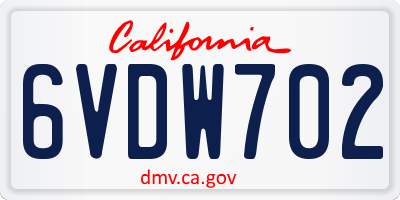 CA license plate 6VDW702
