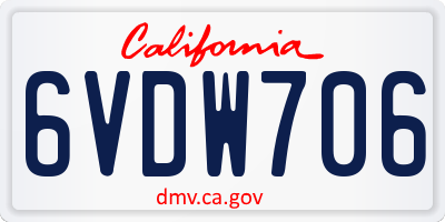 CA license plate 6VDW706