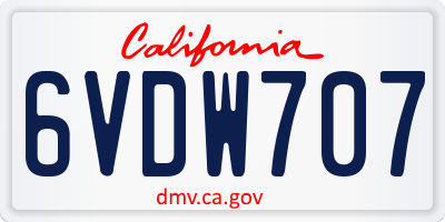CA license plate 6VDW707