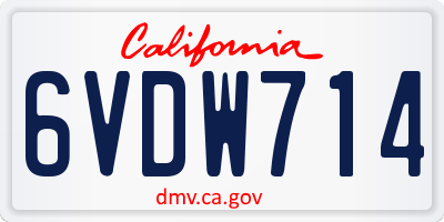 CA license plate 6VDW714
