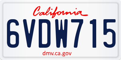 CA license plate 6VDW715