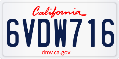 CA license plate 6VDW716