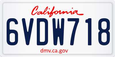 CA license plate 6VDW718