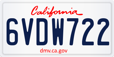 CA license plate 6VDW722