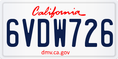 CA license plate 6VDW726