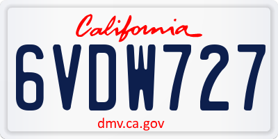 CA license plate 6VDW727