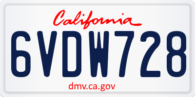 CA license plate 6VDW728
