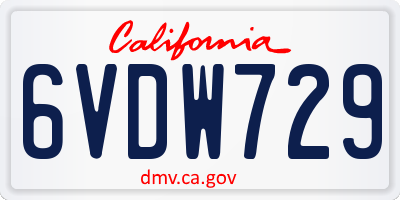 CA license plate 6VDW729