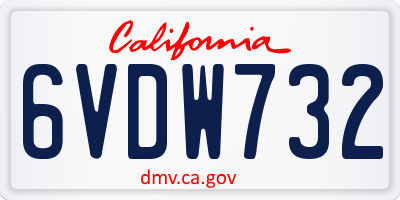 CA license plate 6VDW732