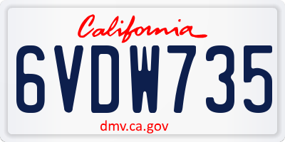 CA license plate 6VDW735