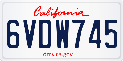 CA license plate 6VDW745