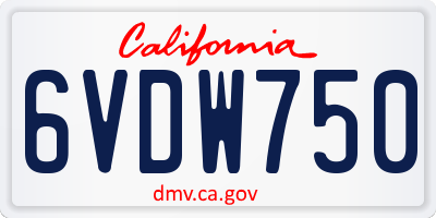 CA license plate 6VDW750