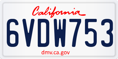 CA license plate 6VDW753